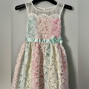Girls rainbow lace dress by Jona Michelle. Excellent condition size 6